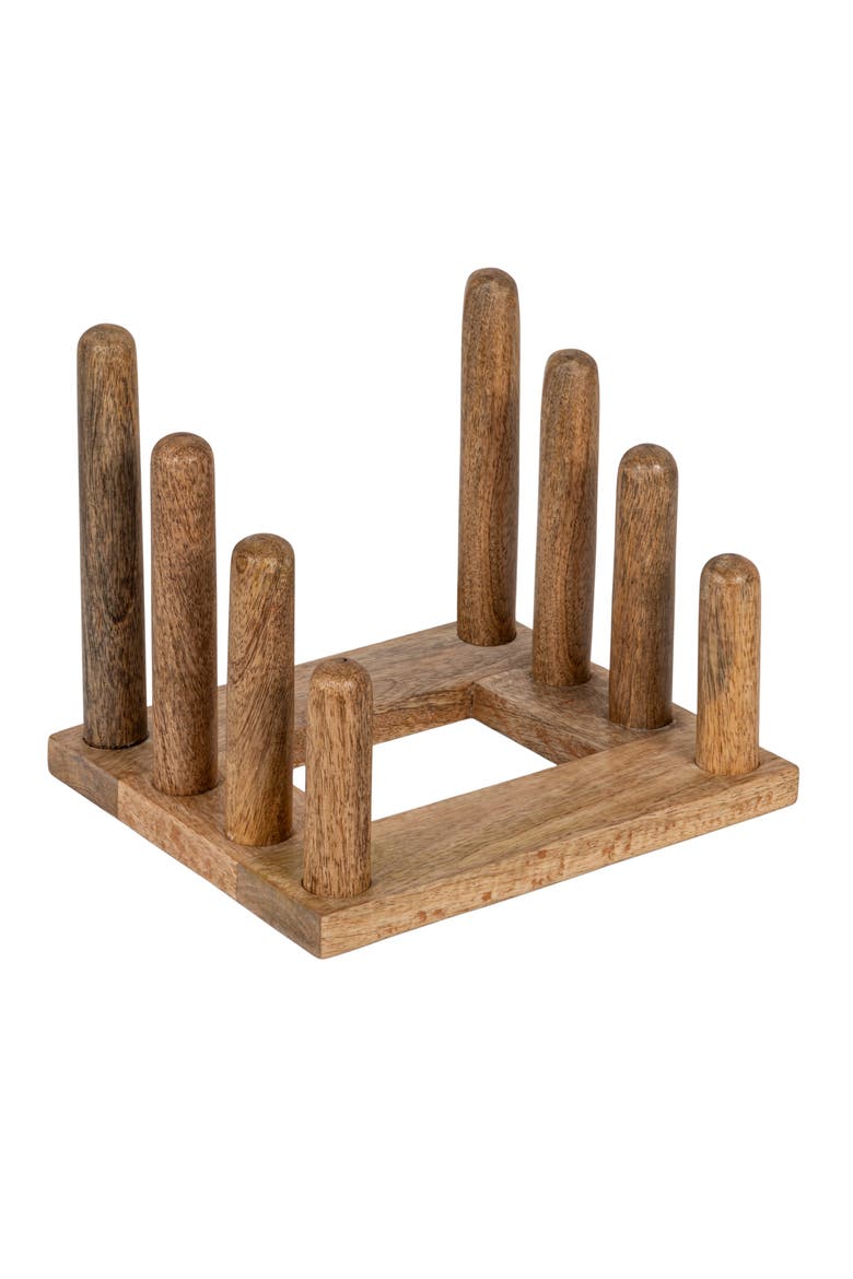 Mango Wood Kitchen Stand with 3 Sections, Natural, Main, color, Natural