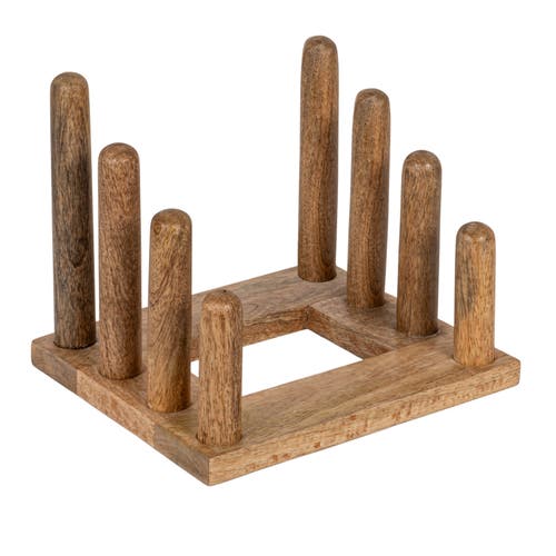 Storied Home Mango Wood Kitchen Stand With 3 Sections, Natural In Brown