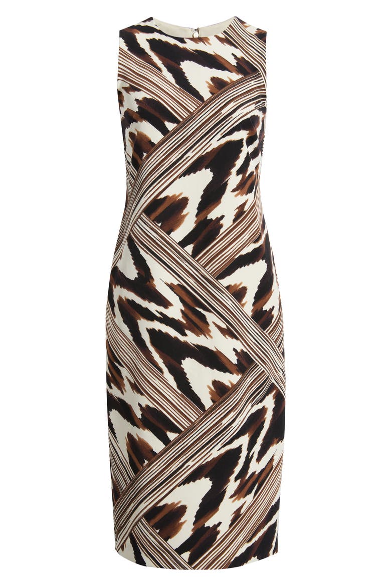 Print Sleeveless Midi Dress, Alternate, color, IVORY SHELL MULTI