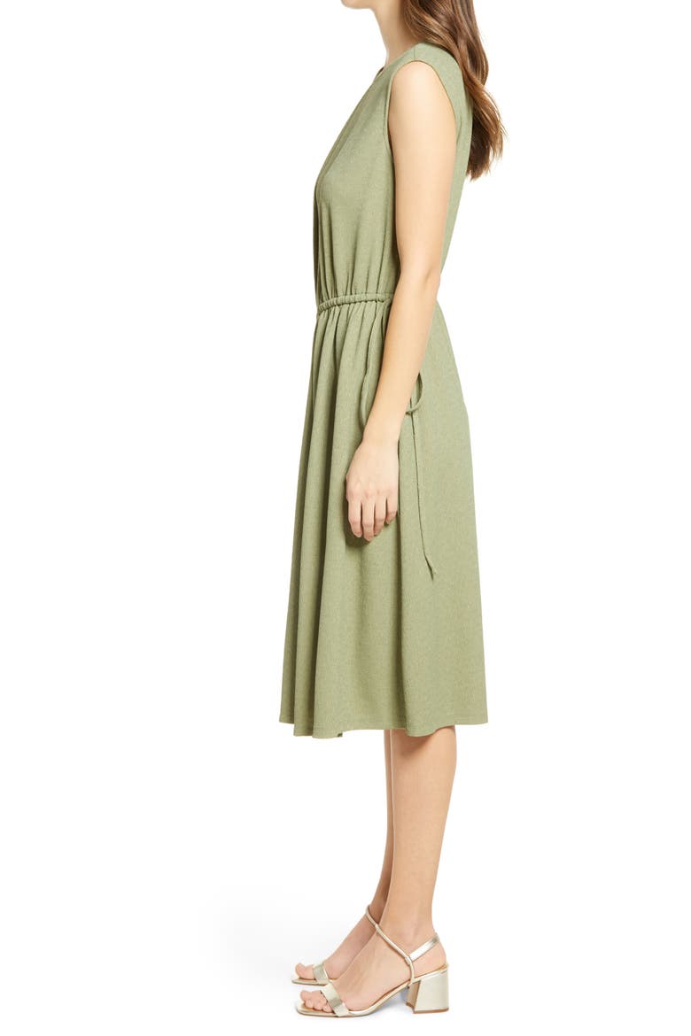 Draped Sleeveless Dress, Alternate, color, PESTO