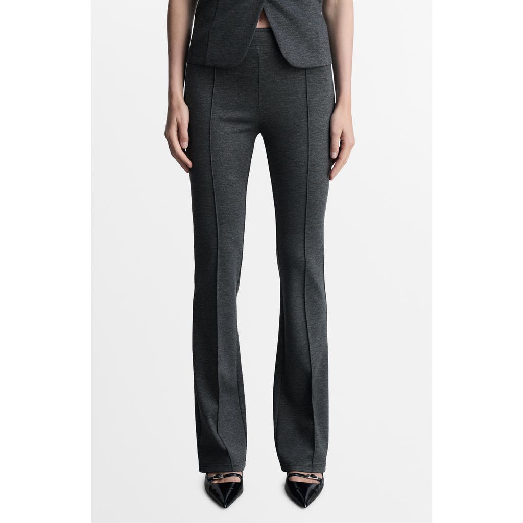 Mango Seamed Flare Leg Pants In Grey