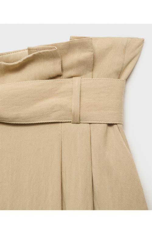 Mango Paperbag Trousers In Neutral
