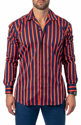 Maceoo Fibonacci Bold Stripe Regular Fit Print Button-Up Shirt