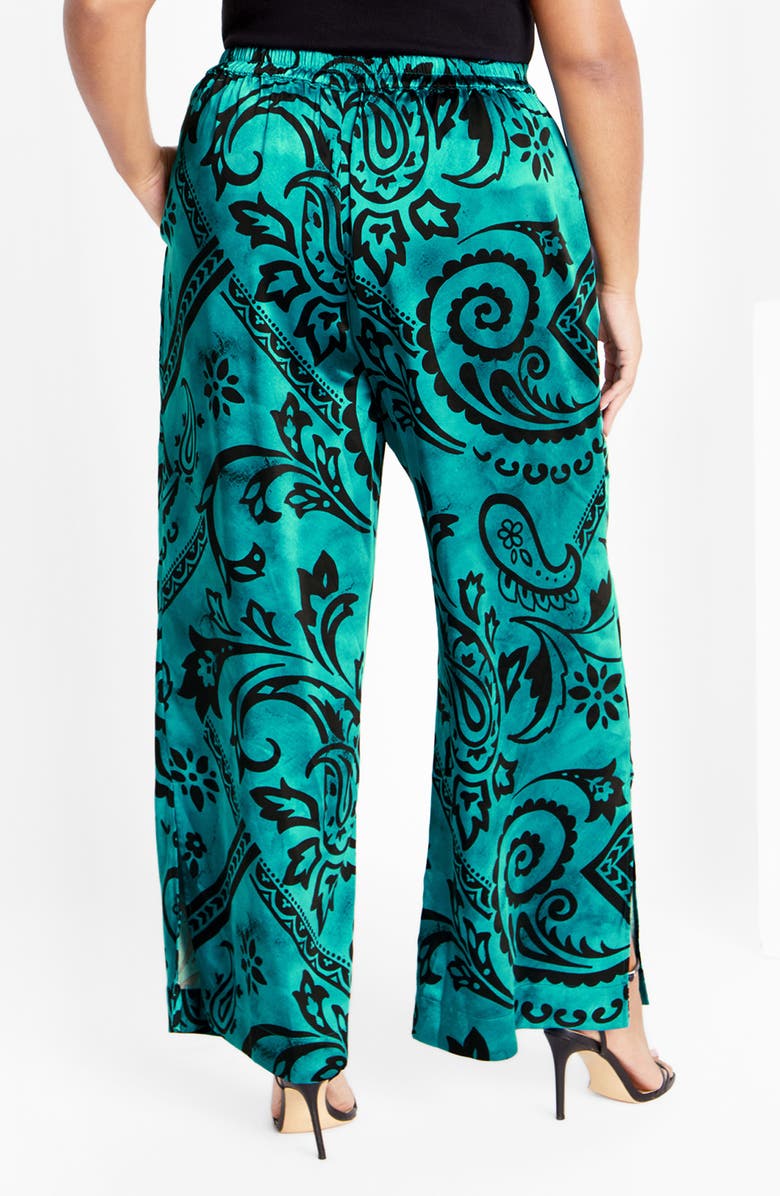 City Chic Belen Print Pull-On Pants, Alternate, color, Green Print