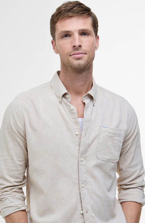 Barbour Slub Linen & Cotton Button-down Shirt In Stone
