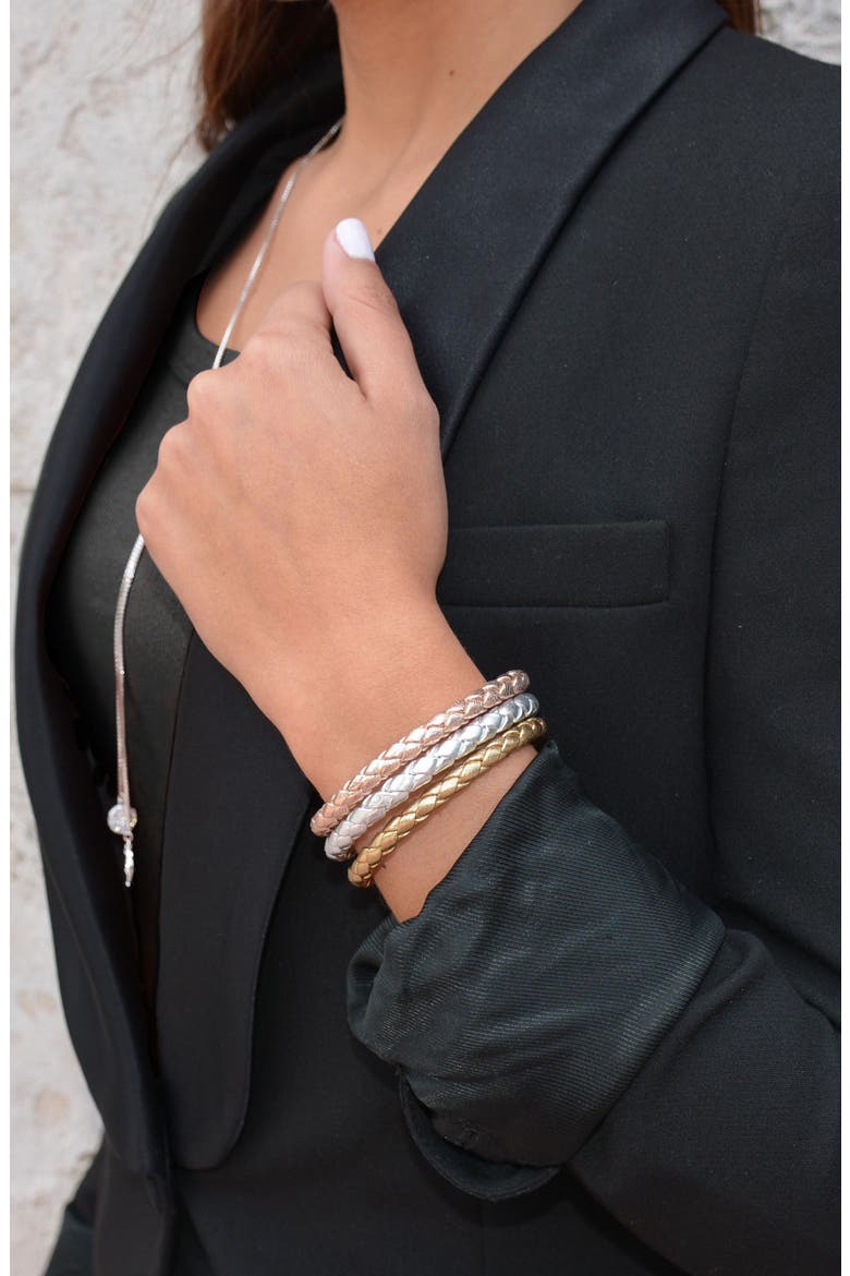 Stainless Steel & Leather Bracelet, Alternate, color, GOLD