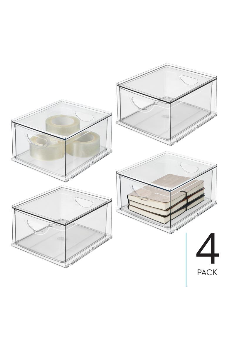 Stackable Kitchen Storage Drawer for Fridge, Pantry, Under-Sink, or Cabinet - Set of 4 - Clear, Alternate, color, Clear