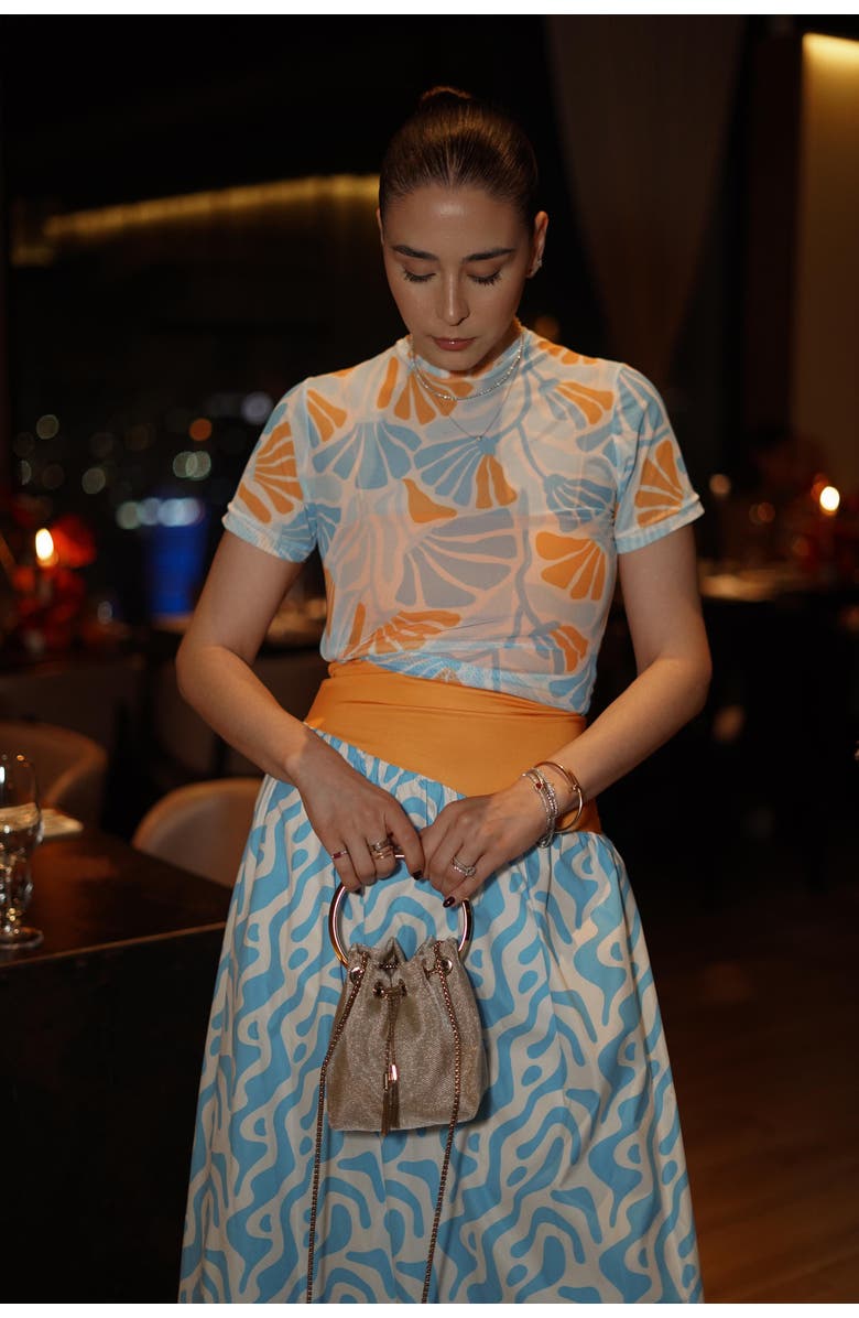 San Malo Bubble Midi Dress, Alternate, color, Blue And Orange