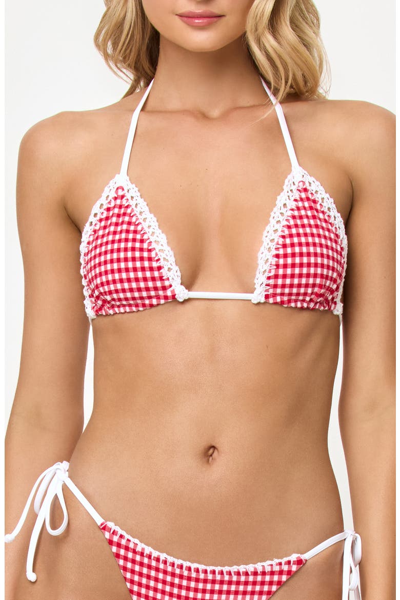 Samba Embroidered Trim Bikini Top, Main, color, LIPSTICK RED
