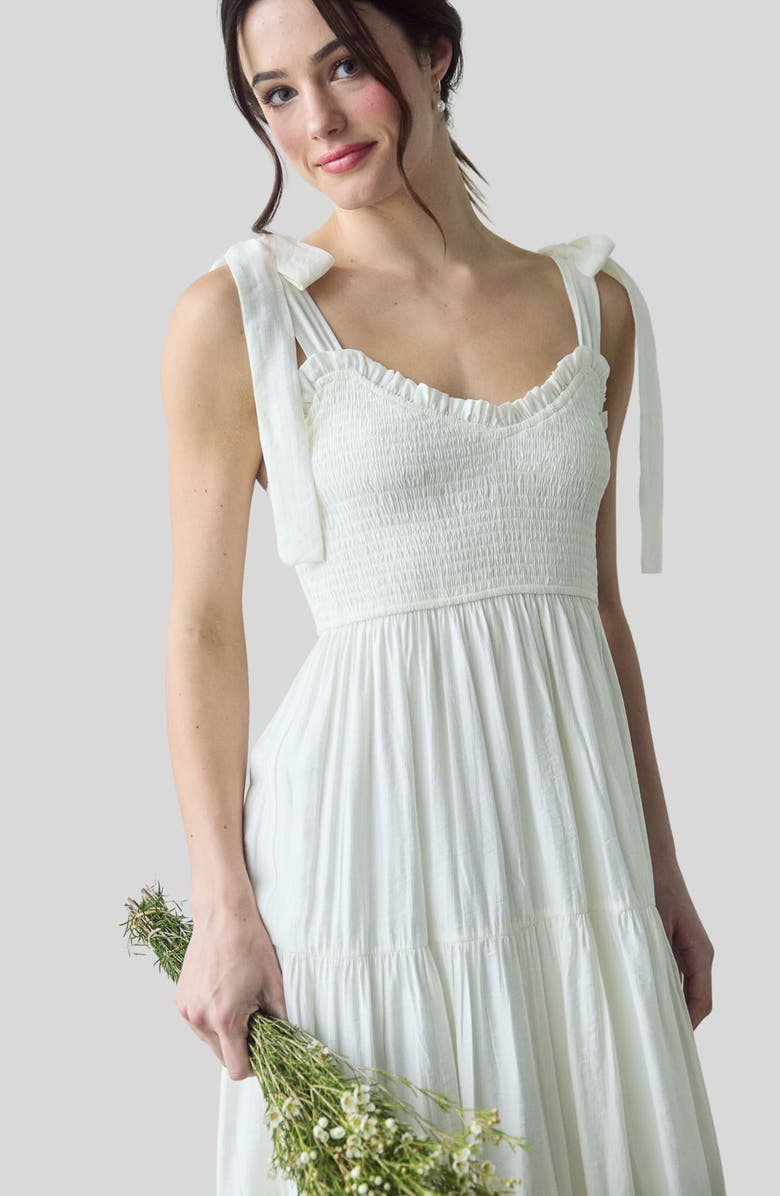 Blu Pepper Tie Shoulder Smocked Midi Sundress, Alternate, color,