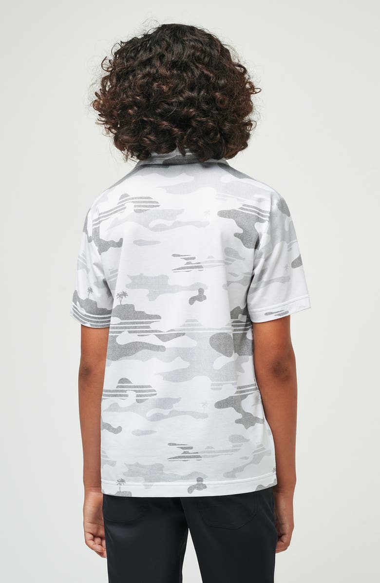 TravisMathew Kids' Heather Camo Knit Polo, Alternate, color, White