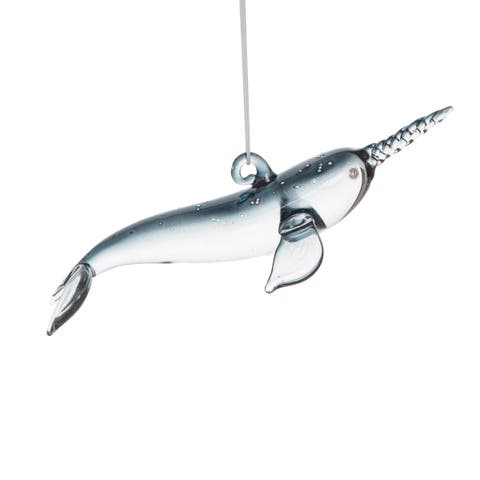 Narwhal Blown Glass Christmas Ornament
