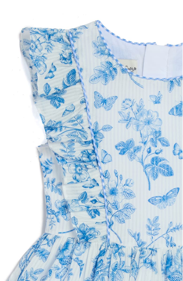 Pippa & Julie Rebecca Butterfly Floral Cotton Dress & Bloomers Set, Alternate, color, Blue/ White