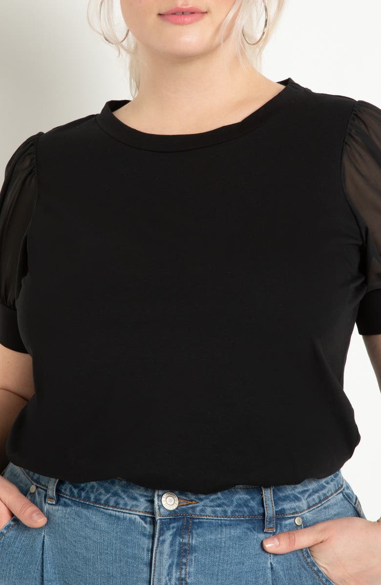 ELOQUII Combo Sleeve Top, Alternate, color,