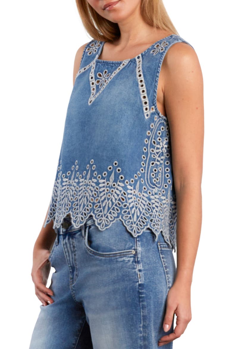 Alison Embroidered Eyelet Top, Alternate, color, IVY DENIM