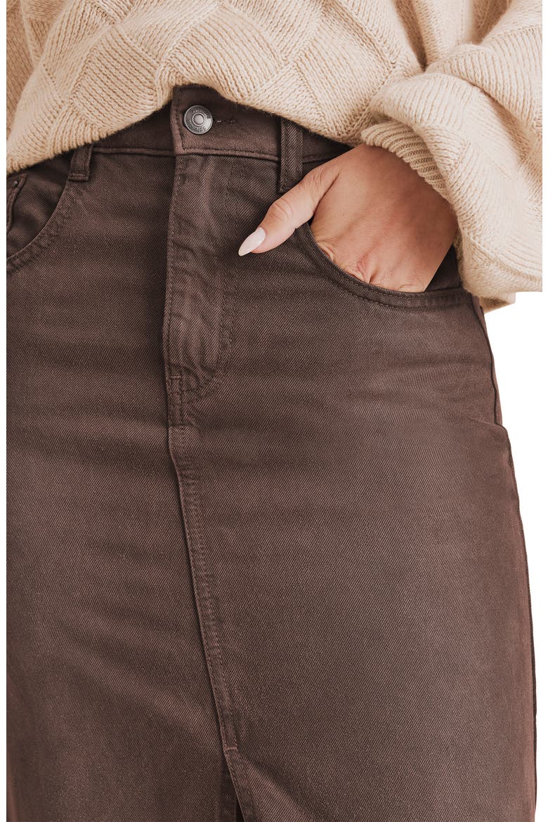 Ryder Front Slit Denim Skirt, Alternate, color, JAVA BROWN