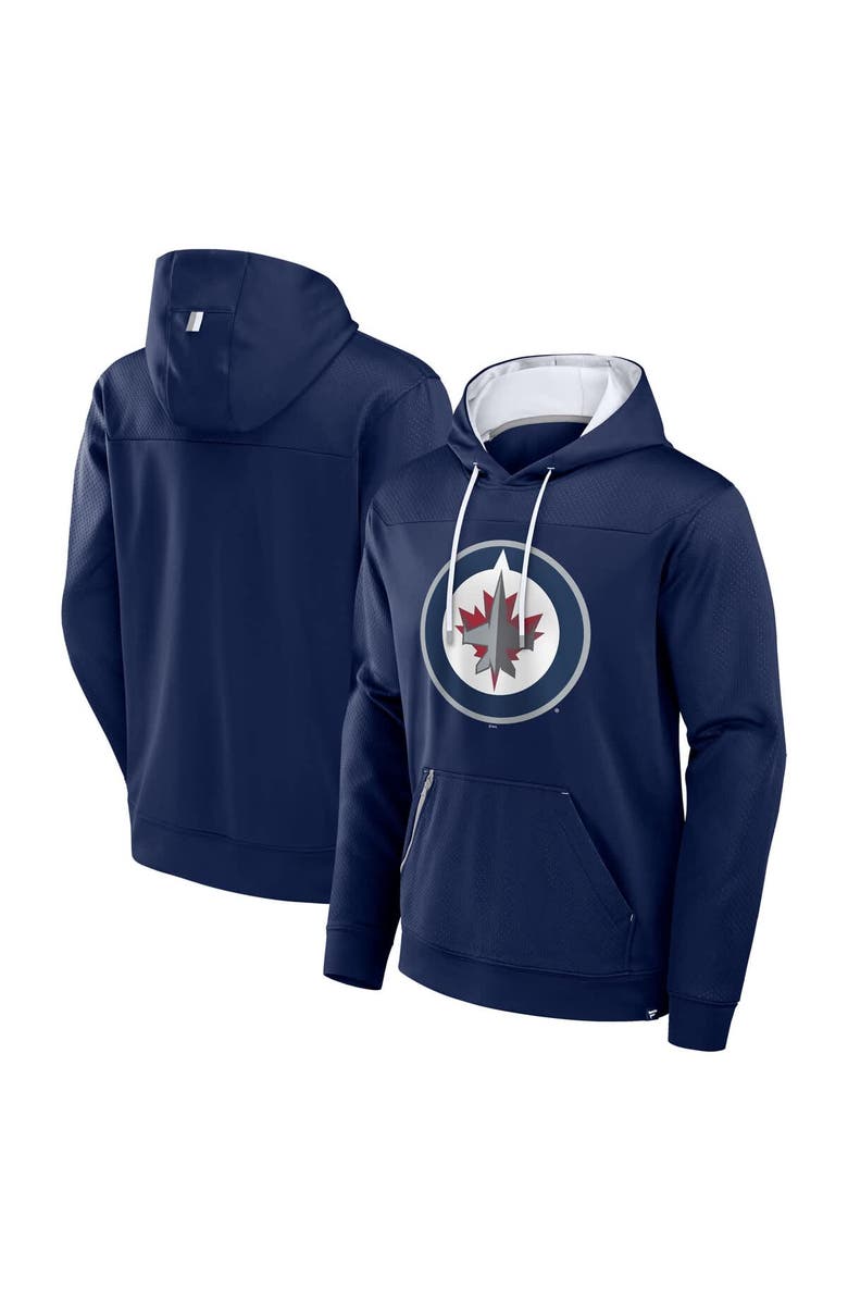FANATICS Men's Fanatics  Navy Winnipeg Jets Defender Pullover Hoodie, Alternate, color, 