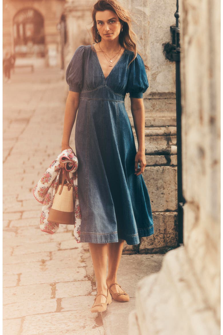 Denim A-Line Dress, Alternate, color, DENIM