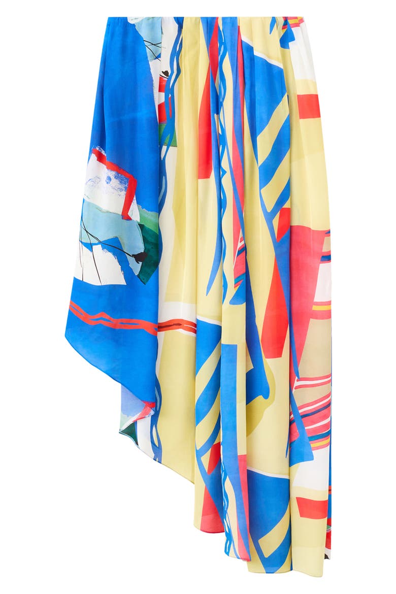 Print Asymmetric Maxi Skirt, Main, color, BLUE