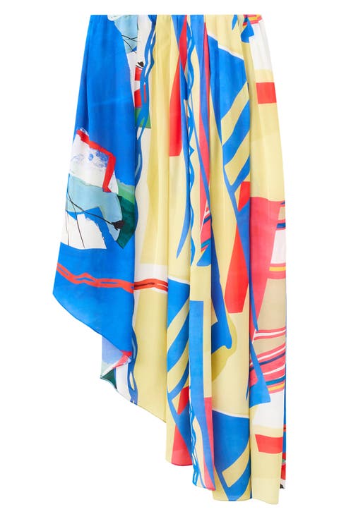 Print Asymmetric Maxi Skirt