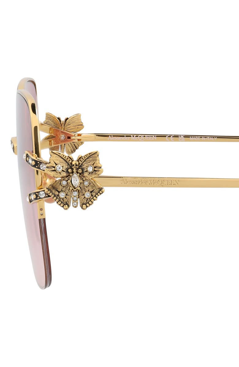 McQueen 57mm Gradient Square Sunglasses, Alternate, color, Gold Gold Red