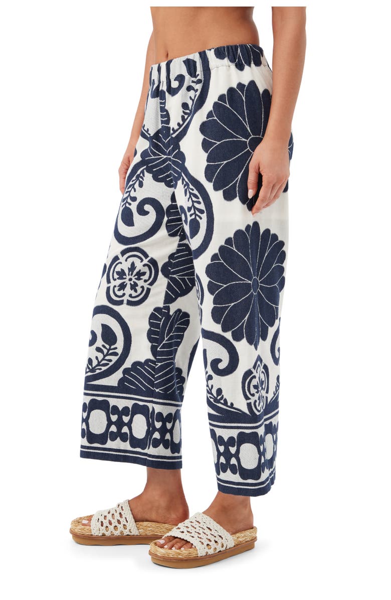 Trina Turk Estella 2 Pull On Cropped Pant, Alternate, color, Sumi Blue/Whitewash