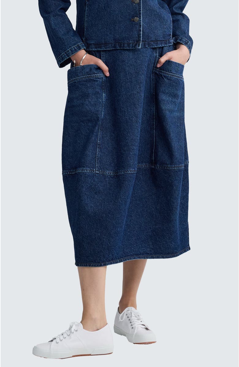 LUUKAA Hayden Balloon Denim Skirt, Main, color, Indigo Denim