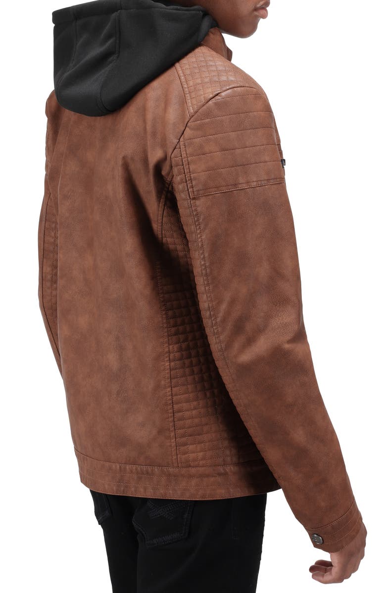 XRAY Faux Shearling Lined Faux Leather Racing Jacket, Alternate, color, Tan