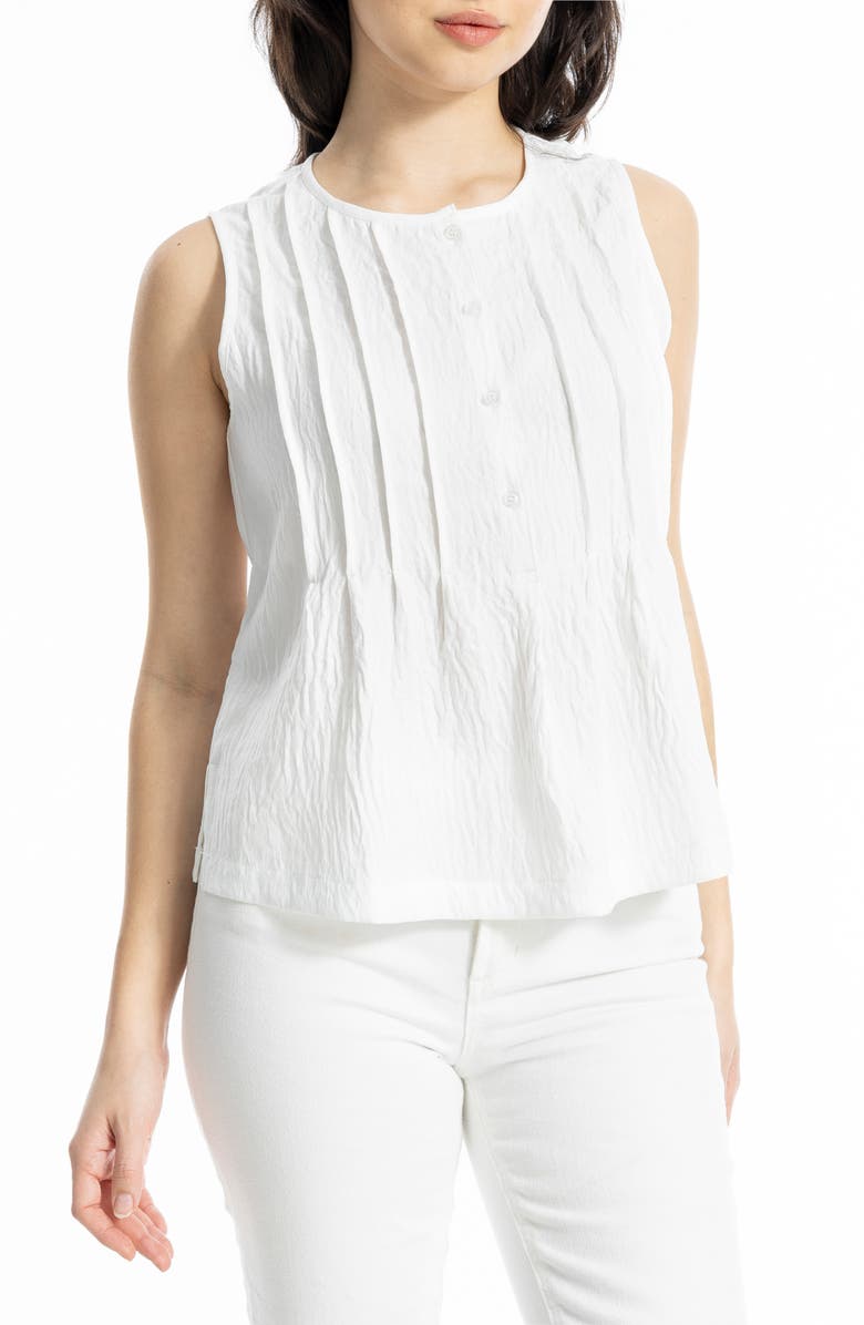 MAX STUDIO Pintuck Crinkle Sleeveless Top, Main, color, White