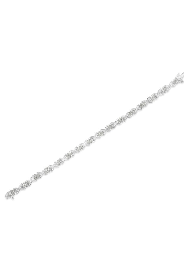 Silver 1-1/2 Cttw Diamond Cluster X Link Tennis Bracelet, Alternate, color, White