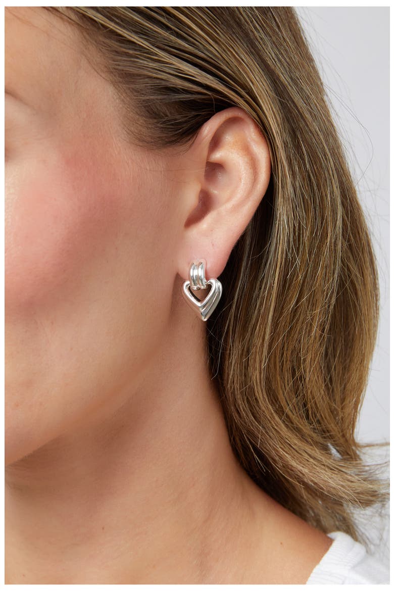 Heart Earrings, Alternate, color, SILVER