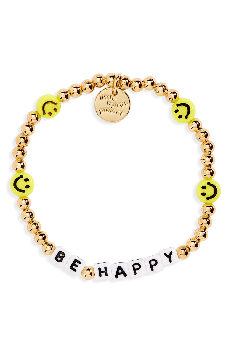 Little Words Project Be Happy Beaded Stretch Bracelet, Alternate, color, 