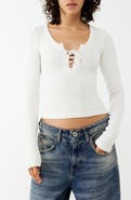 BDG Urban Outfitters Knockout Long Sleeve Tie Front Crop Top