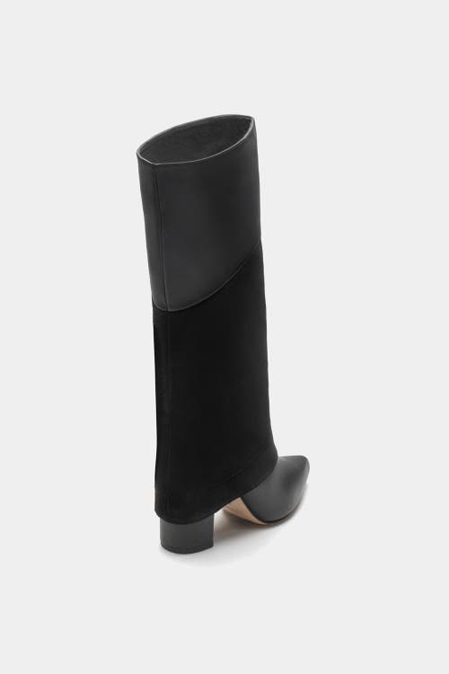 Dante Leather Tall Overlay Boots Vanilla In Black