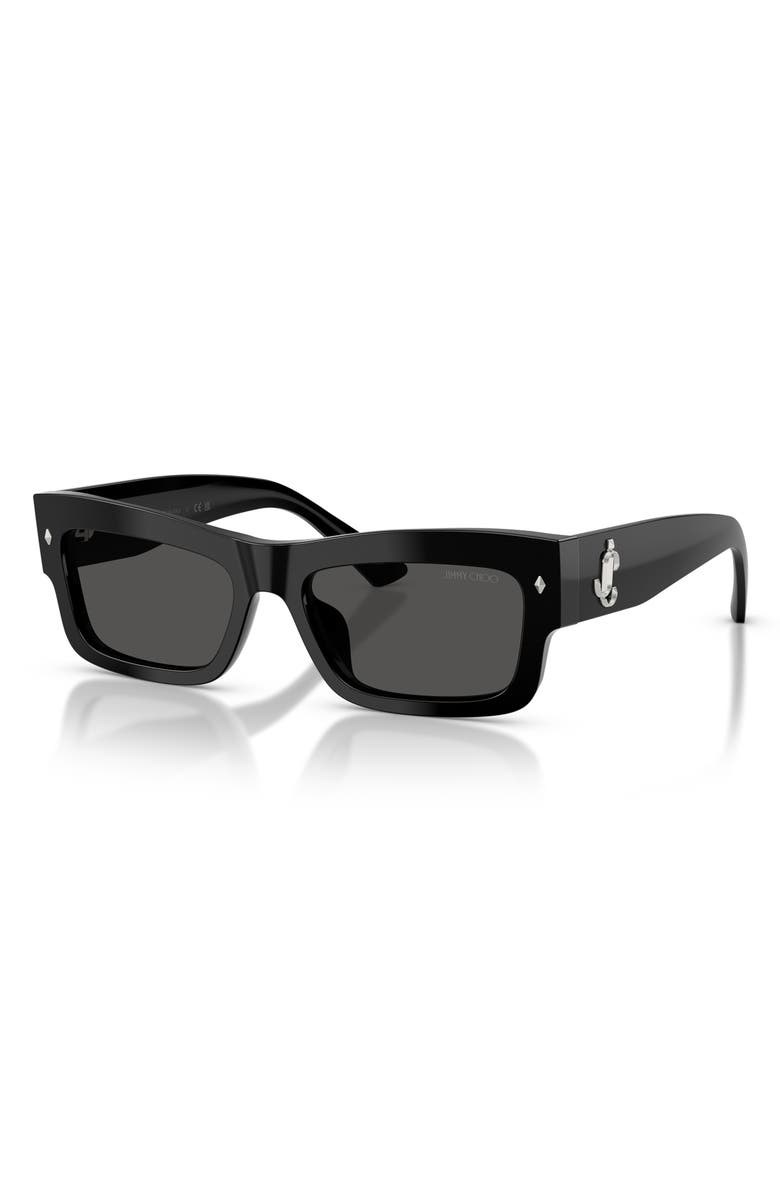 Jimmy Choo 53mm Rectangular Sunglasses, Alternate, color, Black / Dark Grey