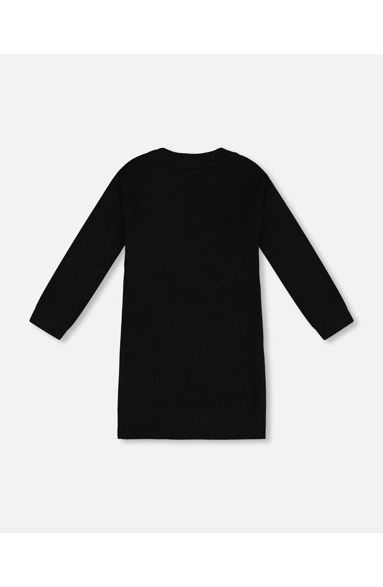 Deux par Deux Girl's Knitted Dress With Sequins Black, Alternate, color,