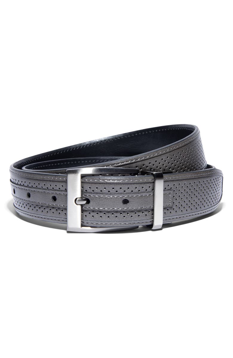 Nike Golf Tour Perforated & Smooth Reversible Leather Belt, Alternate, color, Grey/ Black
