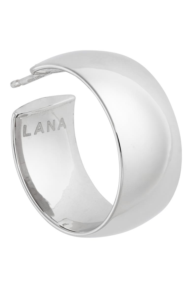 14K Gold 25mm Curved Hollow Hoops, Alternate, color, WHITE GOLD
