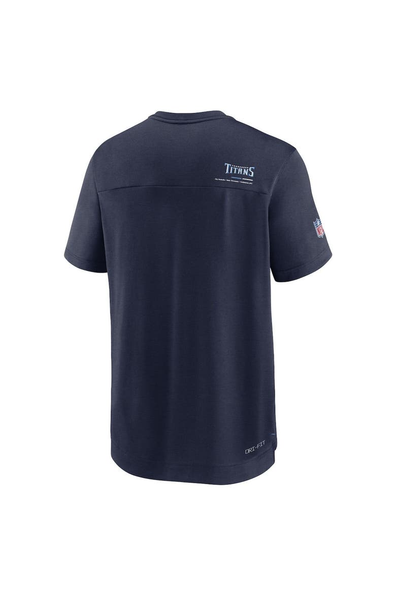 Men's Nike Navy Tennessee Titans Sideline Coach Chevron Lock Up Logo V-Neck Performance T-Shirt, Alternate, color, Navy