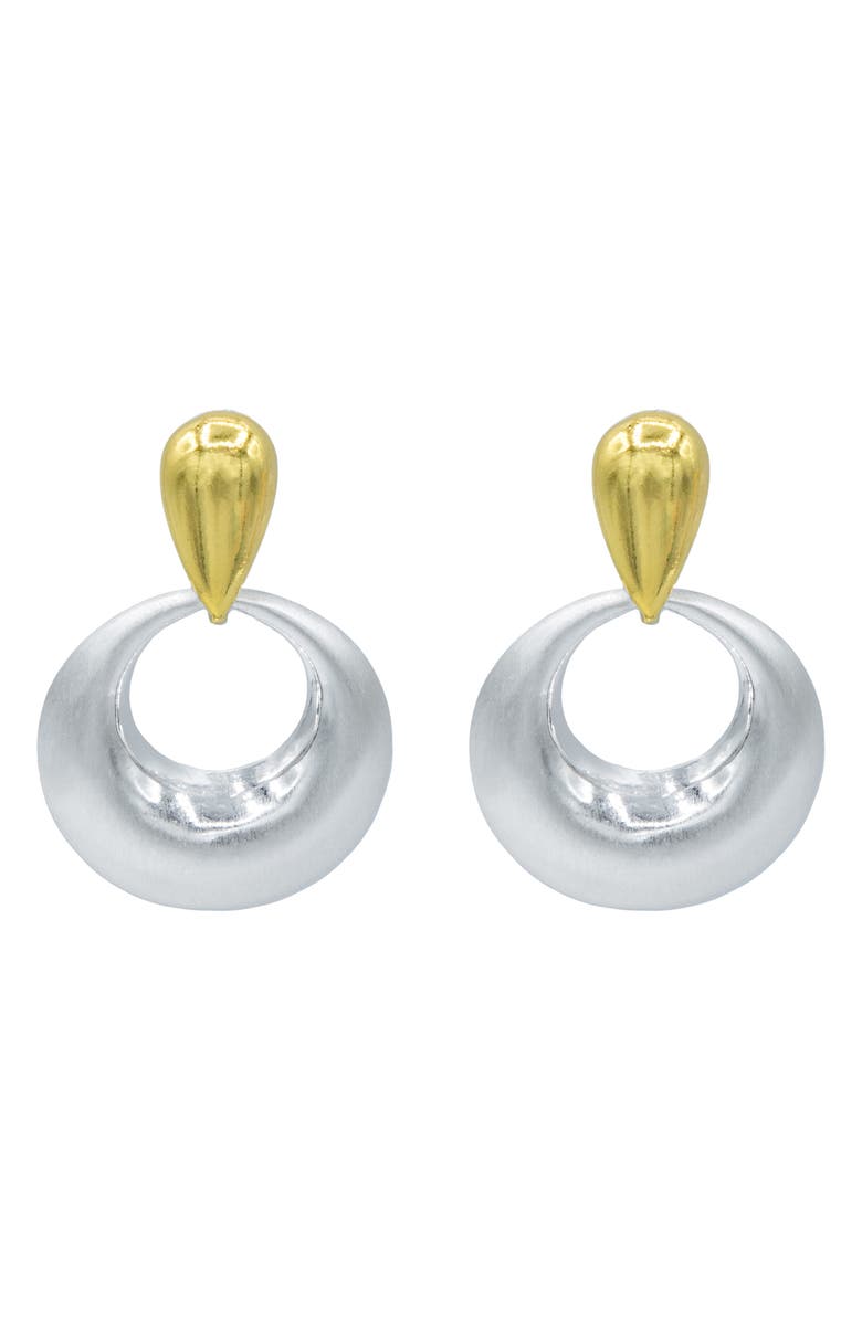 LA MENO Roman Holiday Hoop Earrings, Main, color, Gold / White