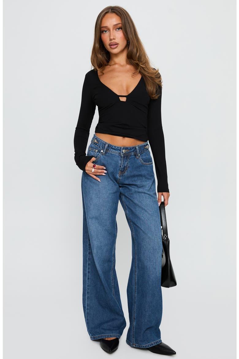 Sold on You Cutout Long Sleeve Top, Alternate, color, BLACK