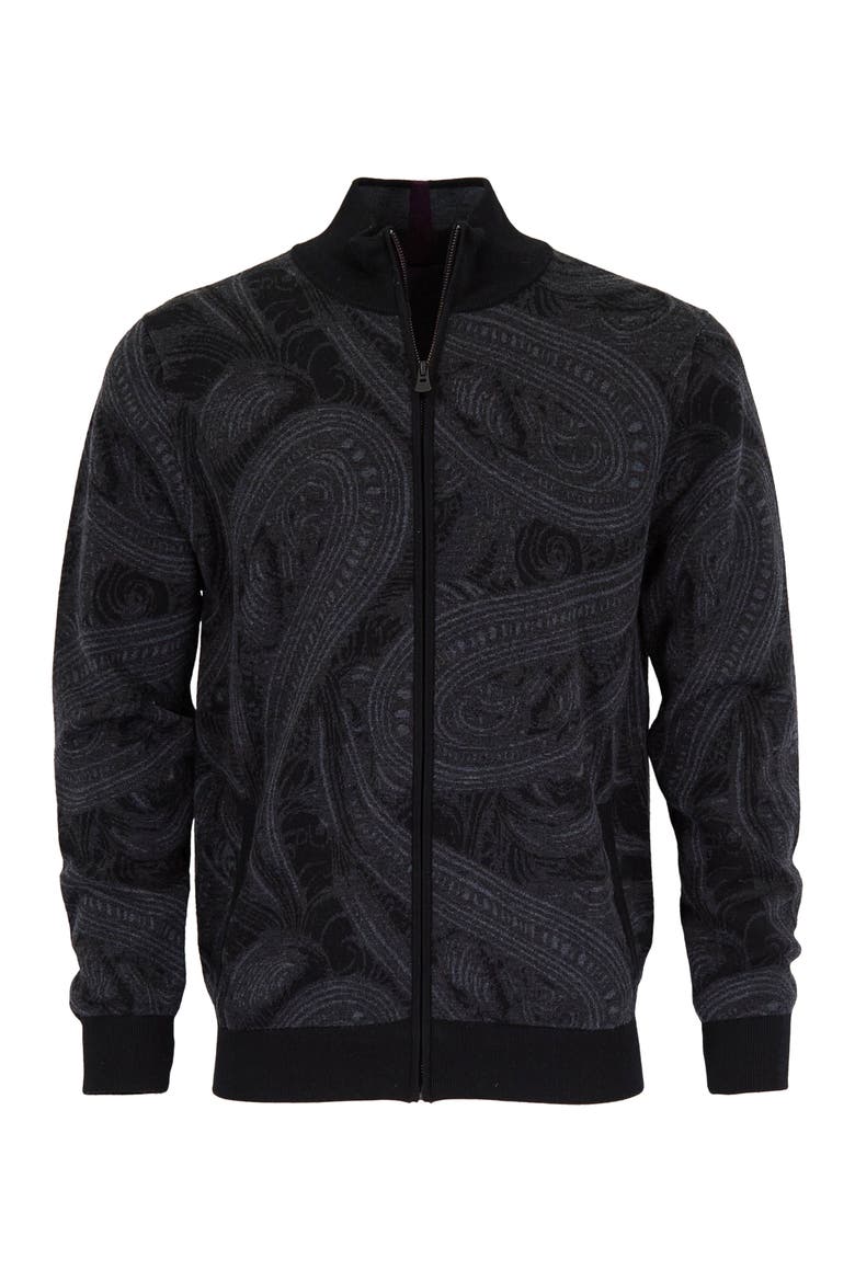 Frederick Merino Wool Full Zip Cardigan, Main, color, Badalona Charcoal