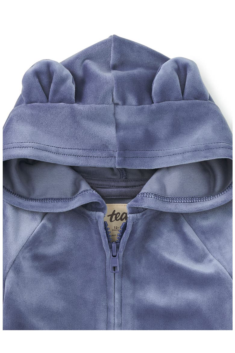 Bear Ears Velour Baby Hoodie, Alternate, color, NAVAL BLUE