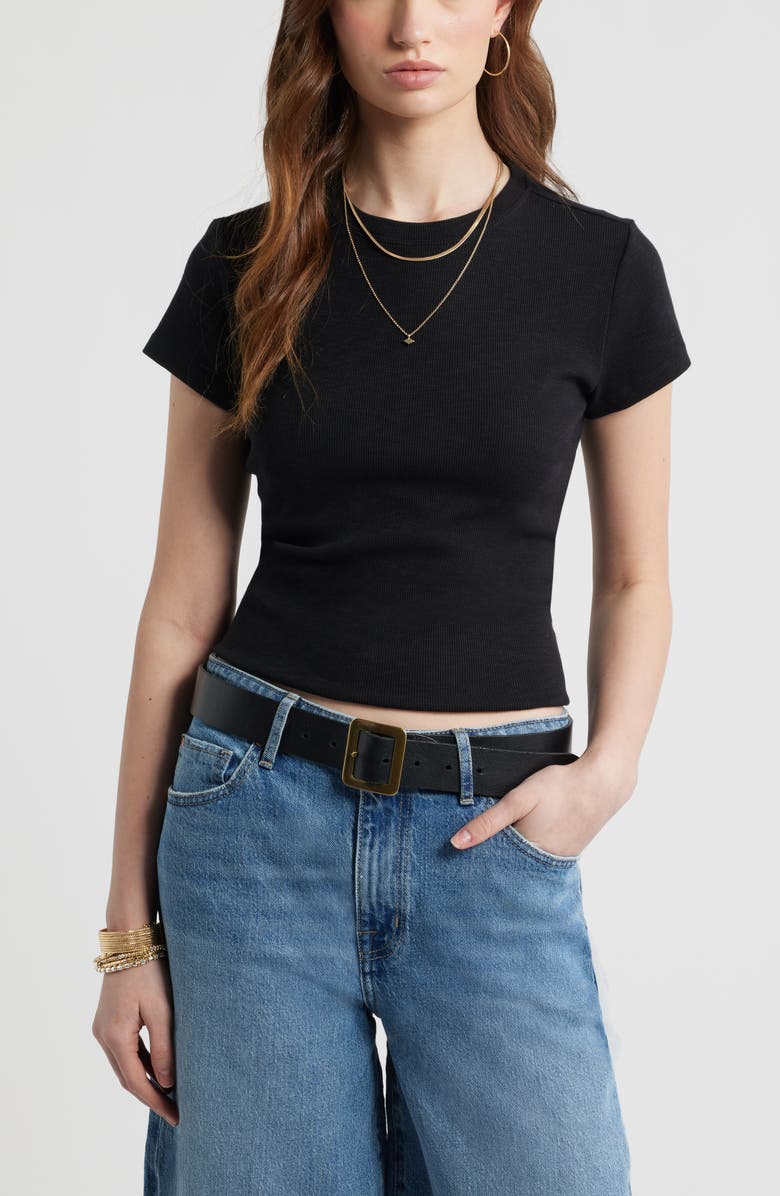 Treasure & Bond Tuckable Rib Baby Tee, Main, color, Black