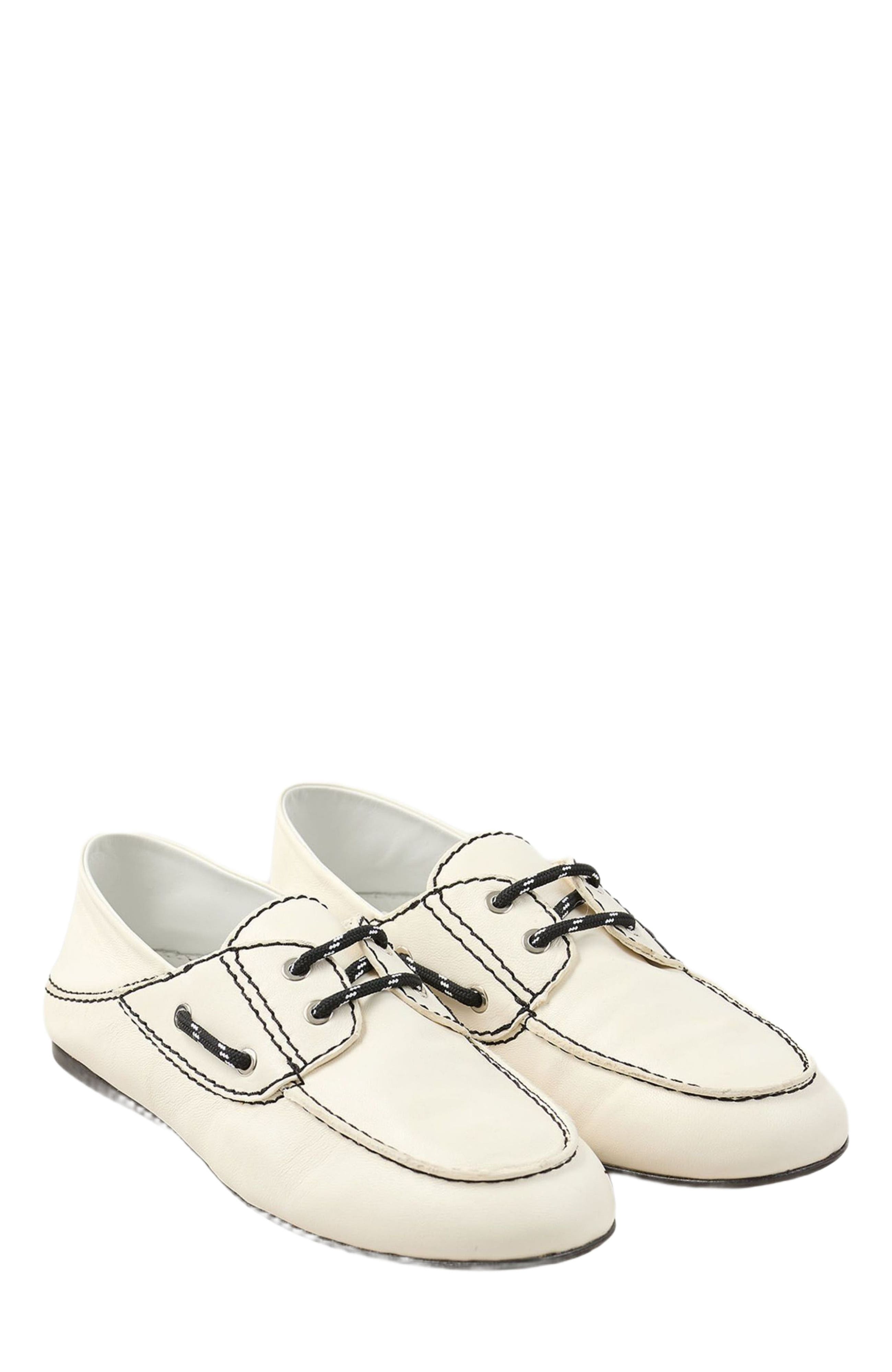 SANDRO Leather boat shoe loafers, Alternate, color, 