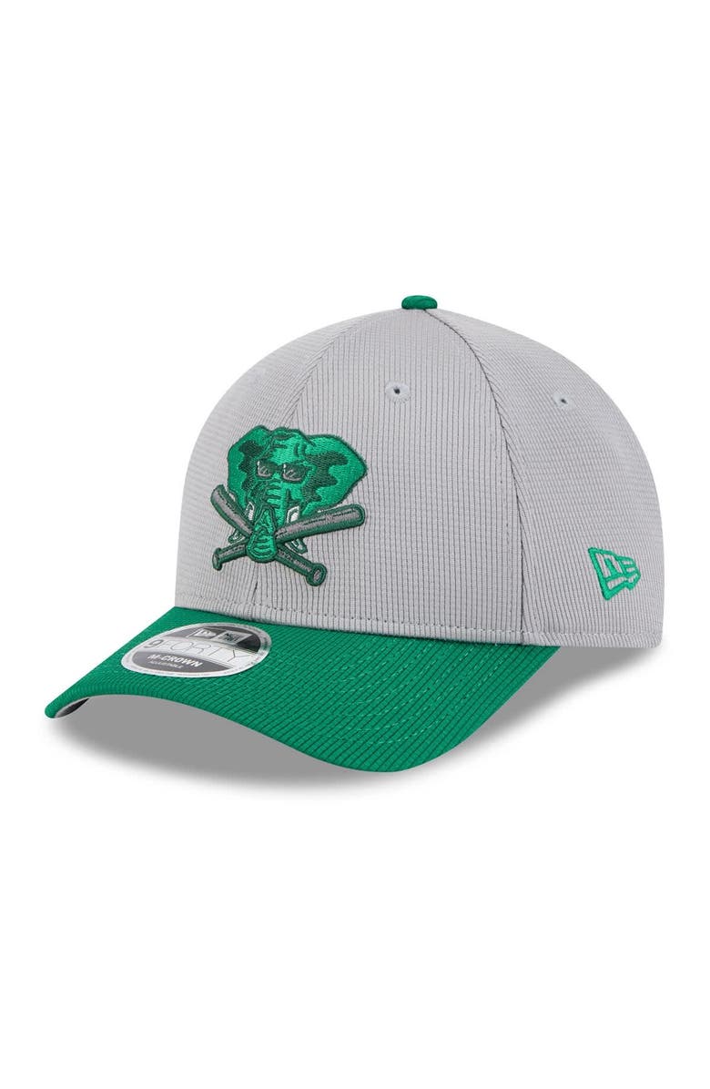 New Era Men's New Era  Gray/Green Athletics 2025 Batting Practice 9FORTY M-Crown Adjustable Hat, Main, color, Gray