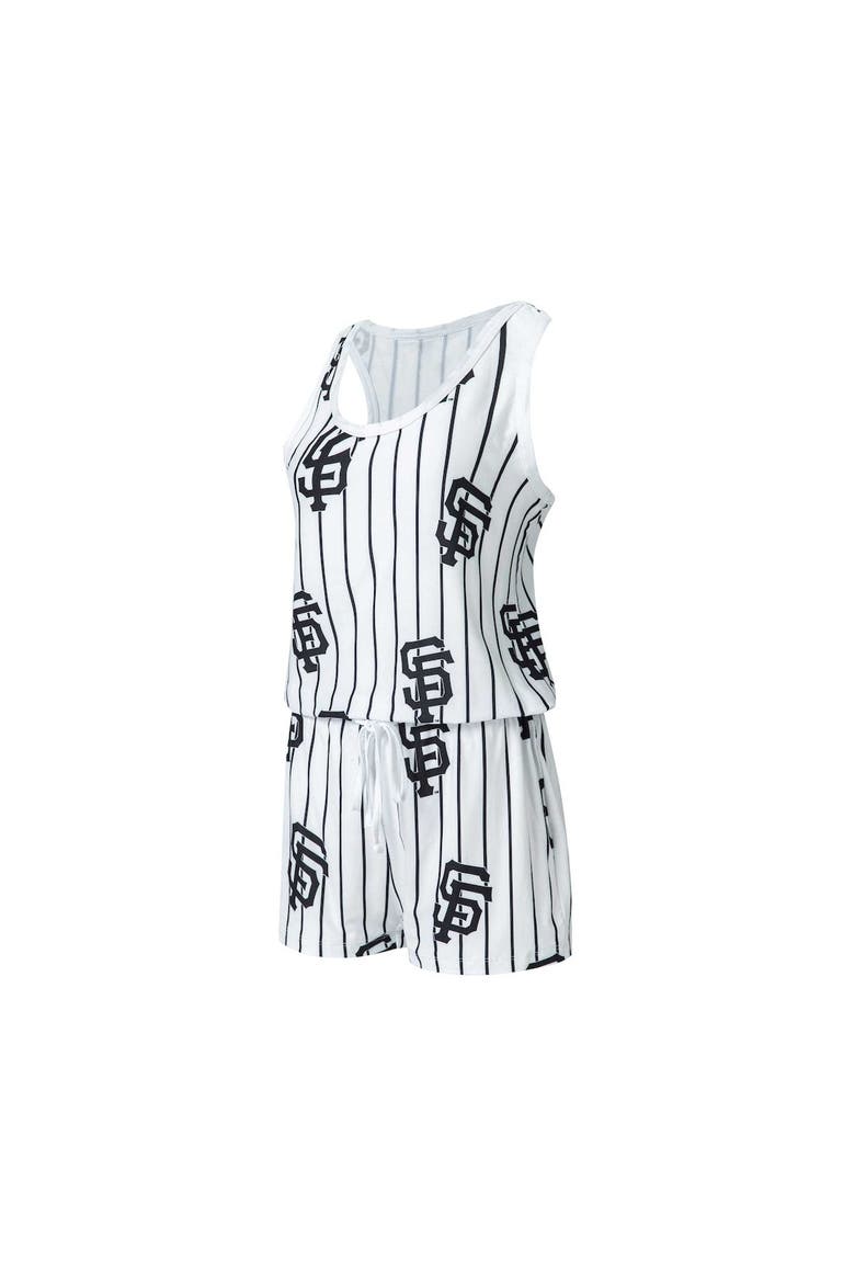 Women's Concepts Sport White San Francisco Giants Reel Pinstripe Knit Romper, Alternate, color, White