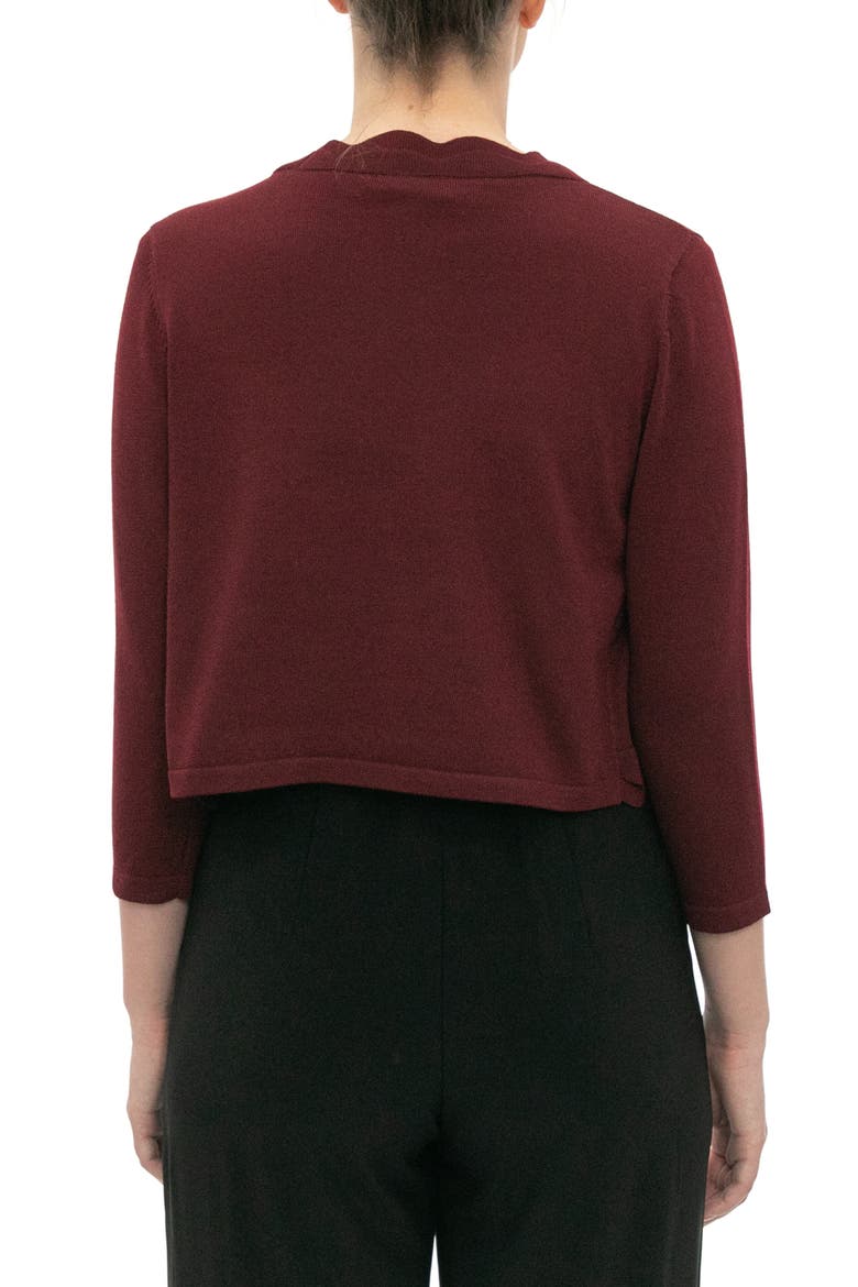 Scalloped Bolero Shrug Sweater, Alternate, color, DEEP WINE