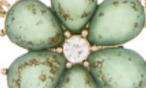 Olivia Welles Wildflower Flair Crystal Statement Necklace In Gold/mint