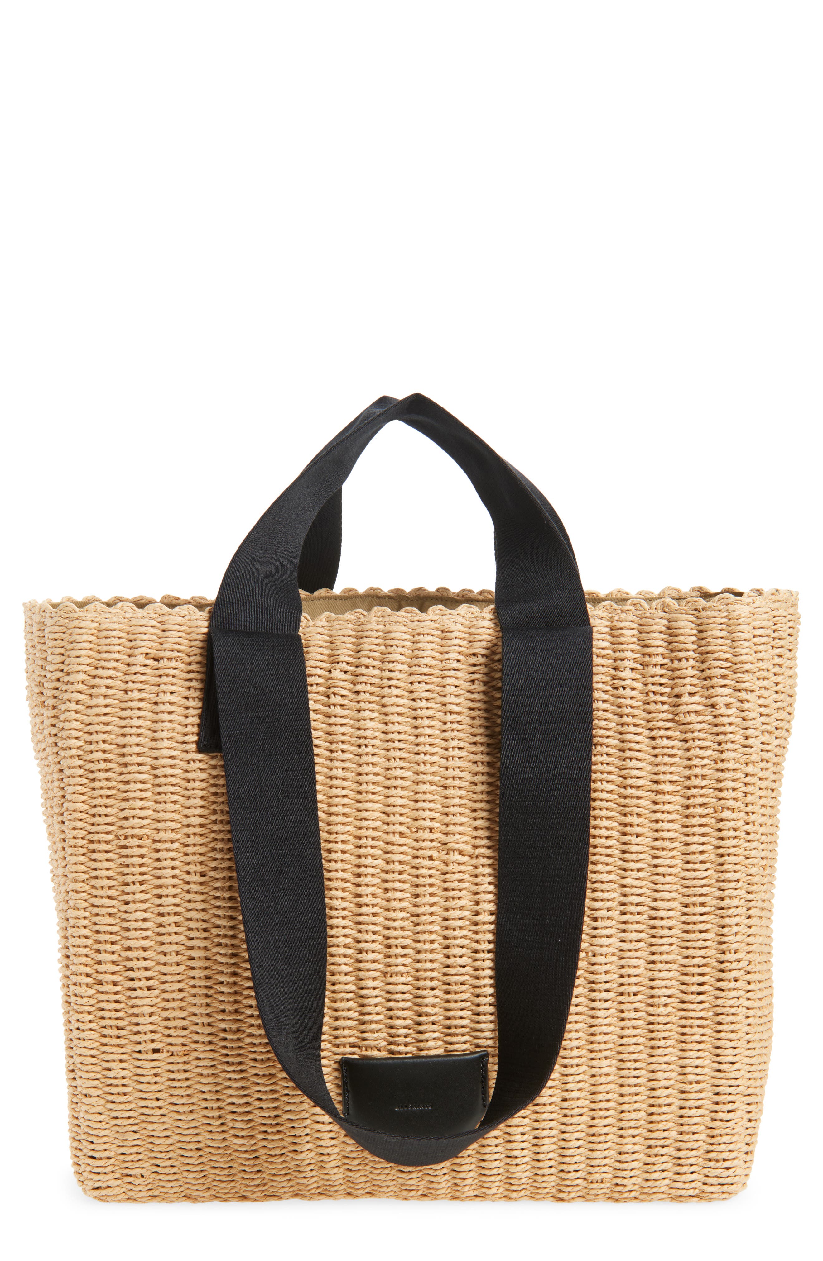 AllSaints Izzy Straw Tote, Main, color, Natural